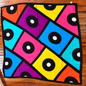 Linda Dano Silk Scarf Bold Geometric Pop Art Mod Square Vintage 1990s/2000s 40"